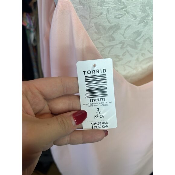 TORRID Sophie Blush Chiffon Double Layer Swing Cami Top Plus Size 3 (3X) NWT - Picture 7 of 11